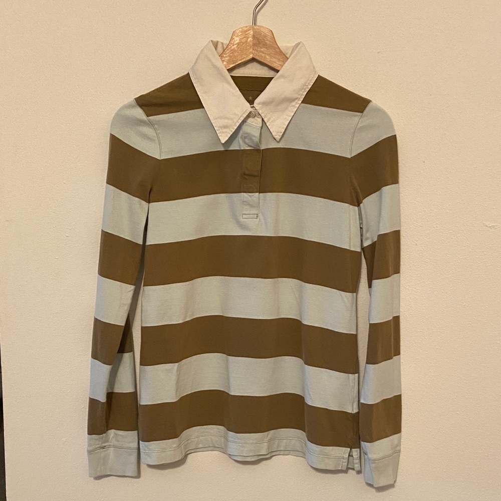 Banana Republic Brown and Light Blue Rugby/Polo Shirt